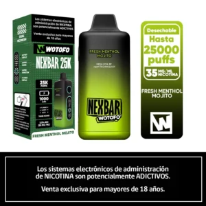 Vaporizador Nexbar 25K Puffs – Fresh Menthol Mojito